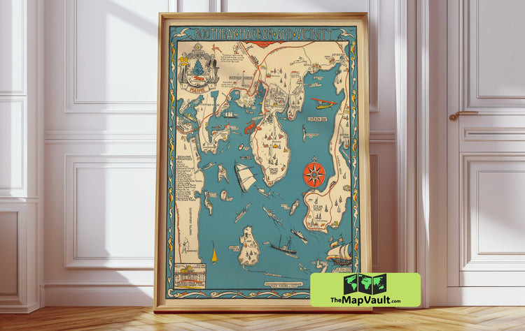 Boothbay Harbor 1920 Print - A Timeless Maine Nautical Chart for Coastal Decor Enthusiasts