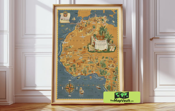North & West Africa 1925 Print – A Vintage Pictorial Map for Cultural Exploration and African Heritage Enthusiasts