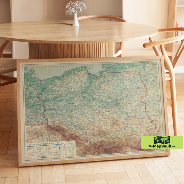 Vintage Poland Map – Historical Polish Cartography Print – Old Poland Wall Art & Geography Poster