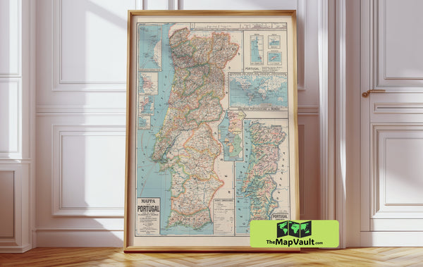 Portugal Map 1905 Antique Reproduction | Classic Edition for Iberian Heritage & Cultural Discovery