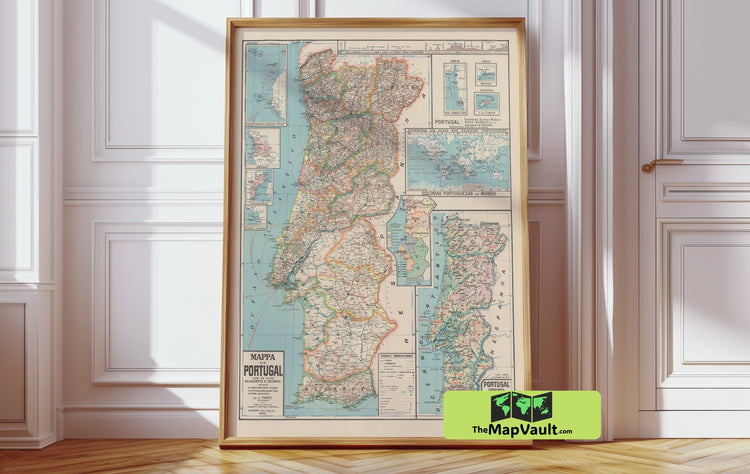 Portugal Map 1905 Antique Reproduction Classic Edition for Iberian Heritage & Cultural Discovery