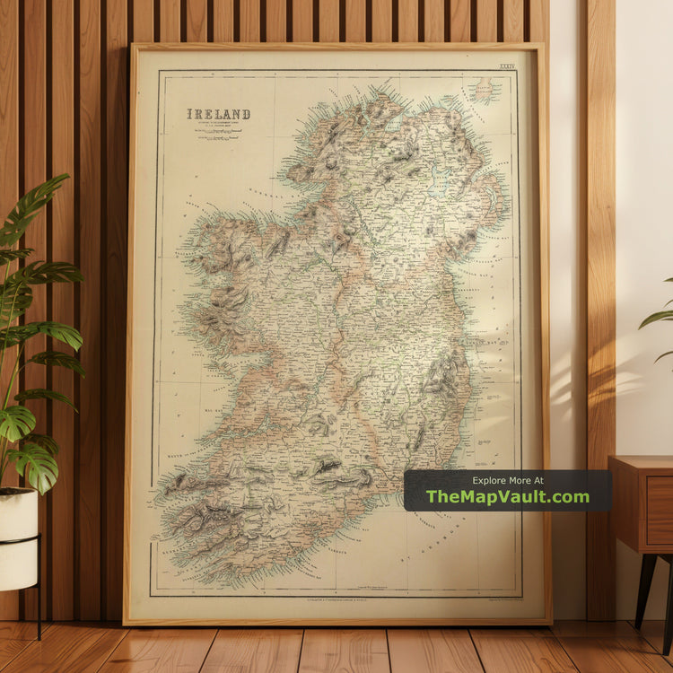 Ireland 1872 map - framed print lifestyle mockup