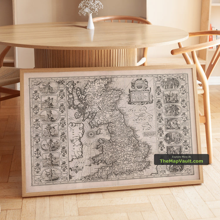 Great Britain 1611 – Rare Anglo-Saxon Heptarchy Map by John Speed - unframed print in a room setting, view 1