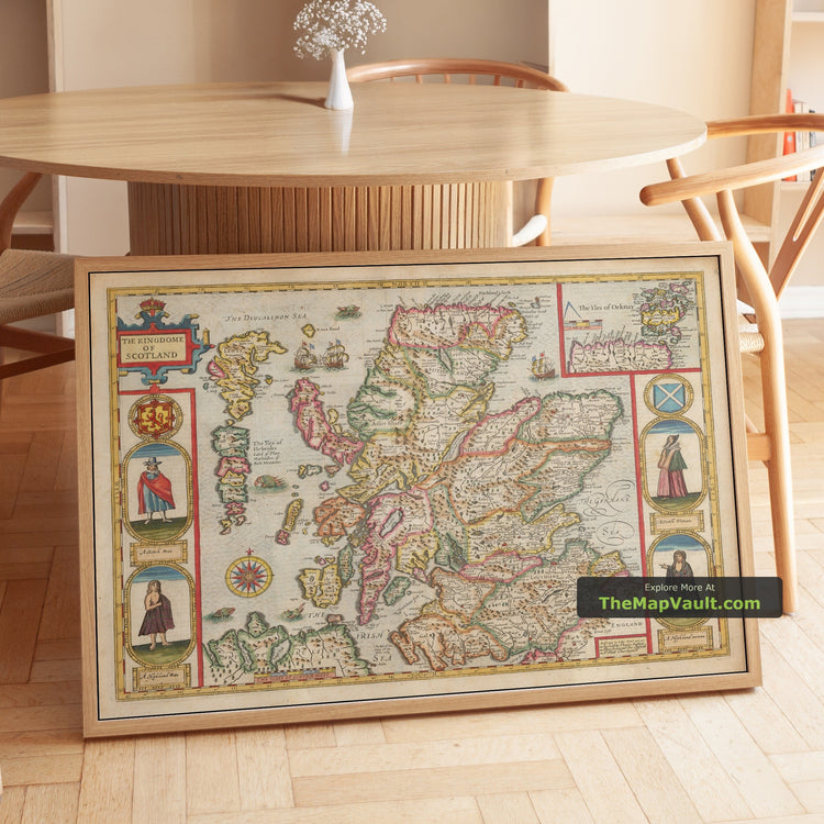 Scotland 1611 – Rare Map by John Speed - unframed print in a room setting, view 1