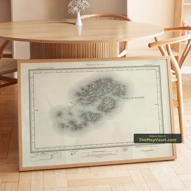 Old Map of the Isles of Scilly in 1896 by Ordnance Survey - St Mary's, Tresco, Bryher - unframed print in a room setting, view 1