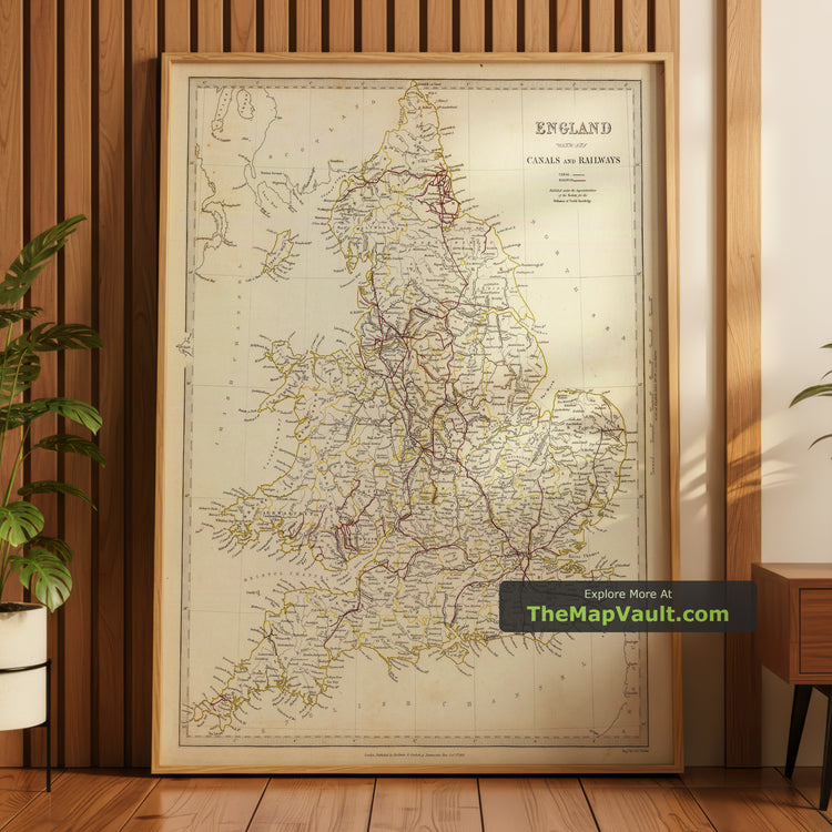 Old Map of the Railways and Canals in England and Wales in 1837 by SDUK - Early Railway Age, Canals, Turnpikes, Rivers - image 1