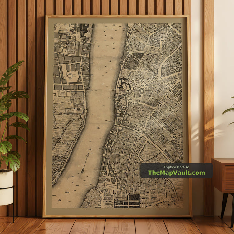 Old Map of London in 1746 by John Rocque, Sheet C3 - Lambeth, Vauxhall, Westminster, Millbank, Kennington - image 1