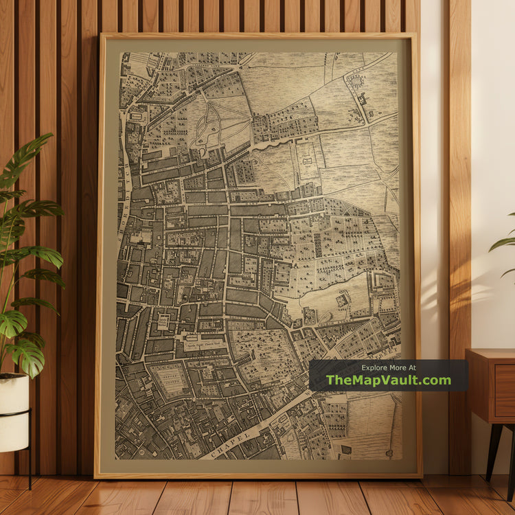 Old Map of London in 1746 by John Rocque, Sheet F1 - Shoreditch, Spitalfields, Brick Lane, Whitechapel, Hackney - image 1