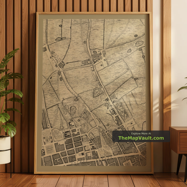Old Map of London in 1746 by John Rocque, Sheet B1 - Oxford Street, Tottenham Court Road, Fitzrovia, Soho, Cavendish Square - image 1