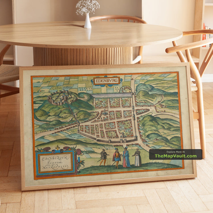 Old Map of Edinburgh in 1581 by Georg Braun - Castle, City Walls, St Giles Cathedral, Old Town - image 1