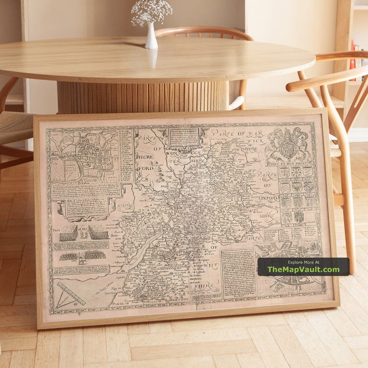 Old Map of Gloucestershire in 1611 by John Speed - Bristol, Cheltenham, Gloucester, Kingswood, Filton - image 1