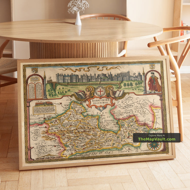 Old Map of Berkshire in 1611 by John Speed - Reading, Windsor, Newbury, Maidenhead - image 1