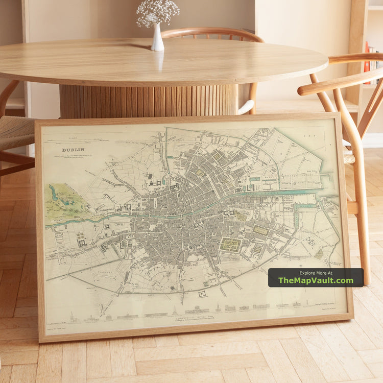 Old Map of Dublin in 1836 by W.B. Clarke - River Liffey, Leinster, County Dublin - image 1