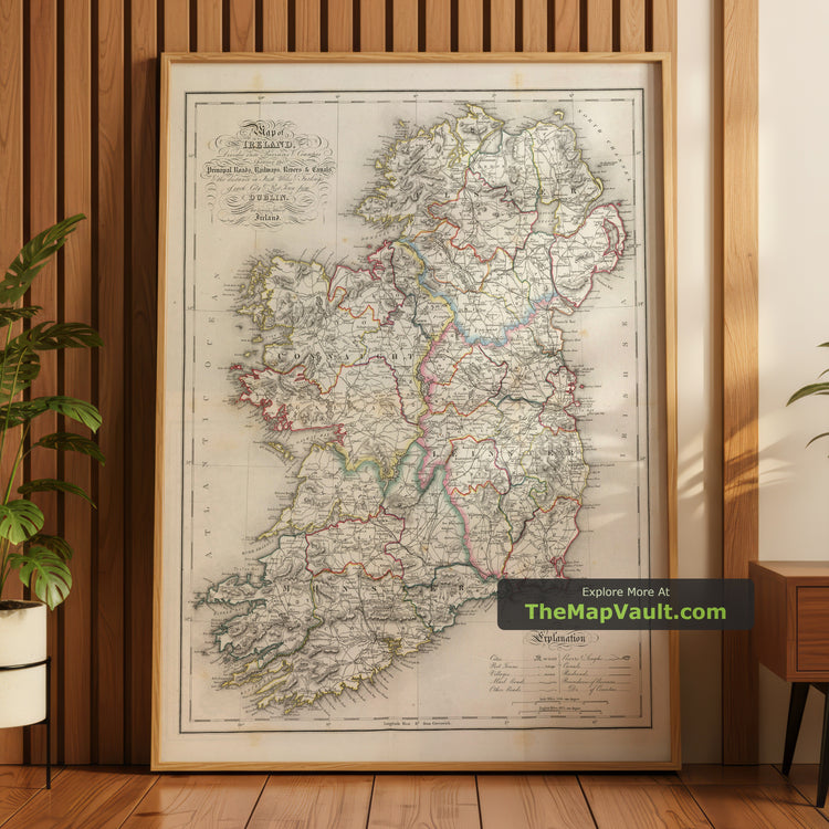 Old Map of Ireland in 1846 by Samuel Lewis - Dublin, Cork, River Shannon, Counties & Provinces - image 1