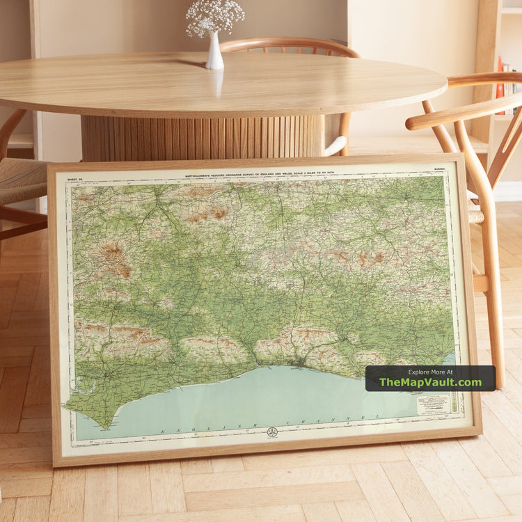 Old OS Map of Sussex in 1901 by Bartholomew - Brighton, Hastings, South Downs, Arundel Castle, Beachy Head - image 1
