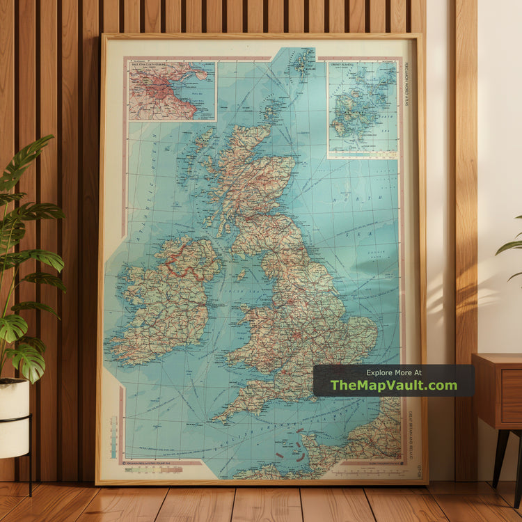 Old Map of Great Britain and Ireland in 1967 - London, Glasgow, Edinburgh, Snowdonia National Park, River Thames - image 1