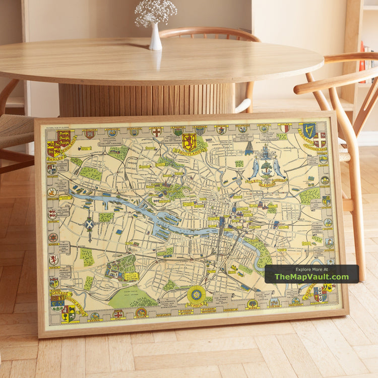 Old Pictorial Map of Glasgow in 1938 by L.G. Bullock - Glasgow Cathedral, University of Glasgow, Kelvingrove, Glasgow Green, River Clyde - image 1