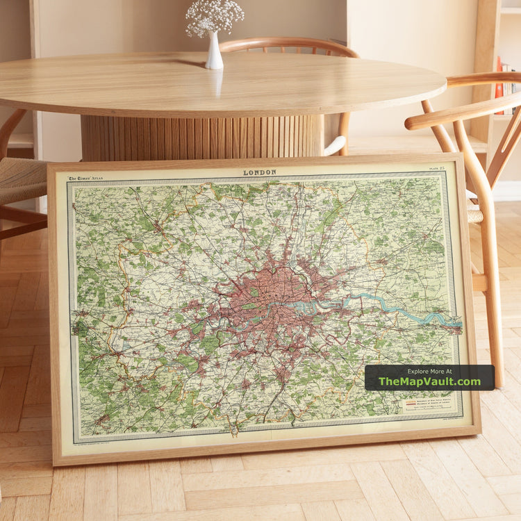 Old Map of Greater London in 1922 - River Thames, Suburbs, Middlesex, Surrey - image 1