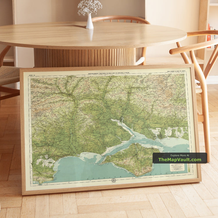 Old OS Map of New Forest and Isle of Wight, Hampshire in 1901 by Bartholomew - Southampton, Bournemouth, Poole Harbour, Carisbrooke Castle, Needles Rocks - image 1