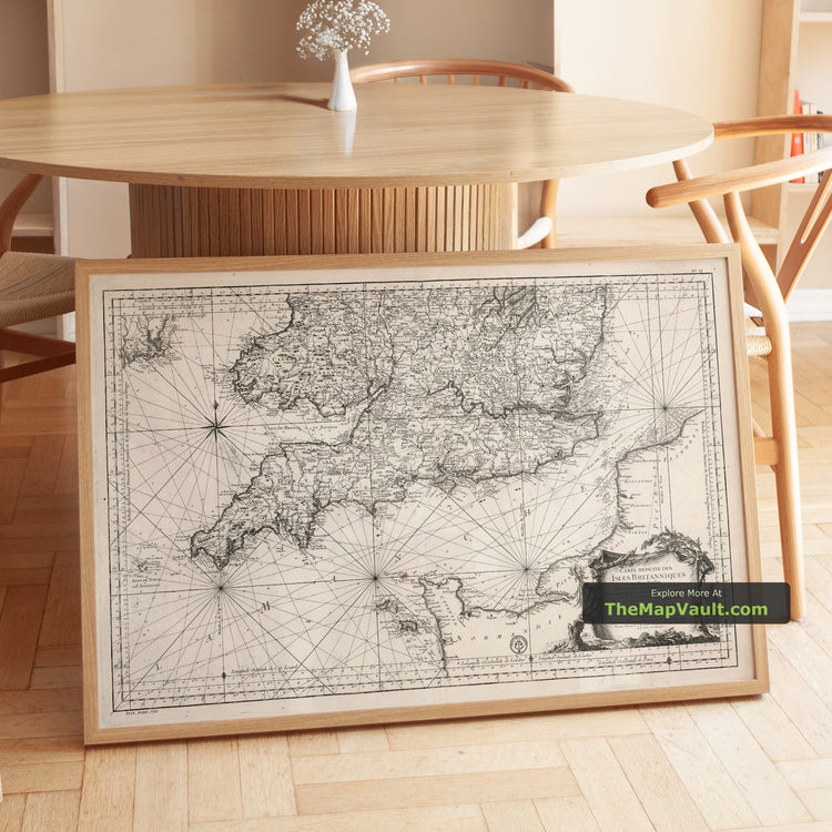 Old Map of the English Channel in 1729 by Price - London, Bristol, Cherbourg - image 1