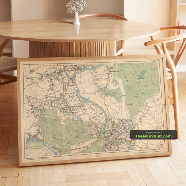 Old Map of Southwest London in 1900 by Bacon & Co., Sheet 19 - Bushy Park, Kingston, Twickenham - image 1