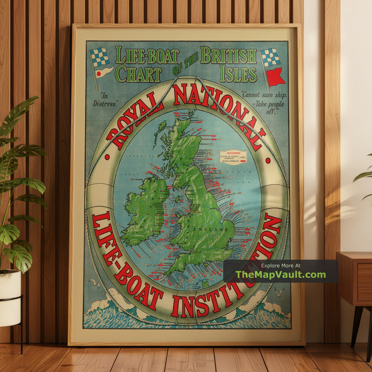 Old Map of the British Isles in 1935 by RNLI - Dover, Plymouth, The Lizard - image 1