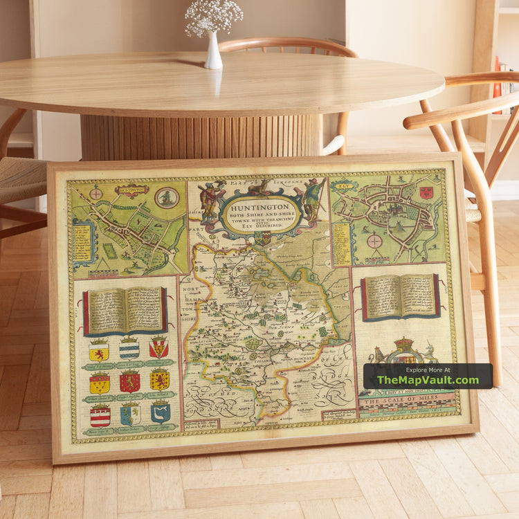 Old Map of Huntingdonshire in 1611 by Speed - Huntingdon, St Ives, St Neots - image 1