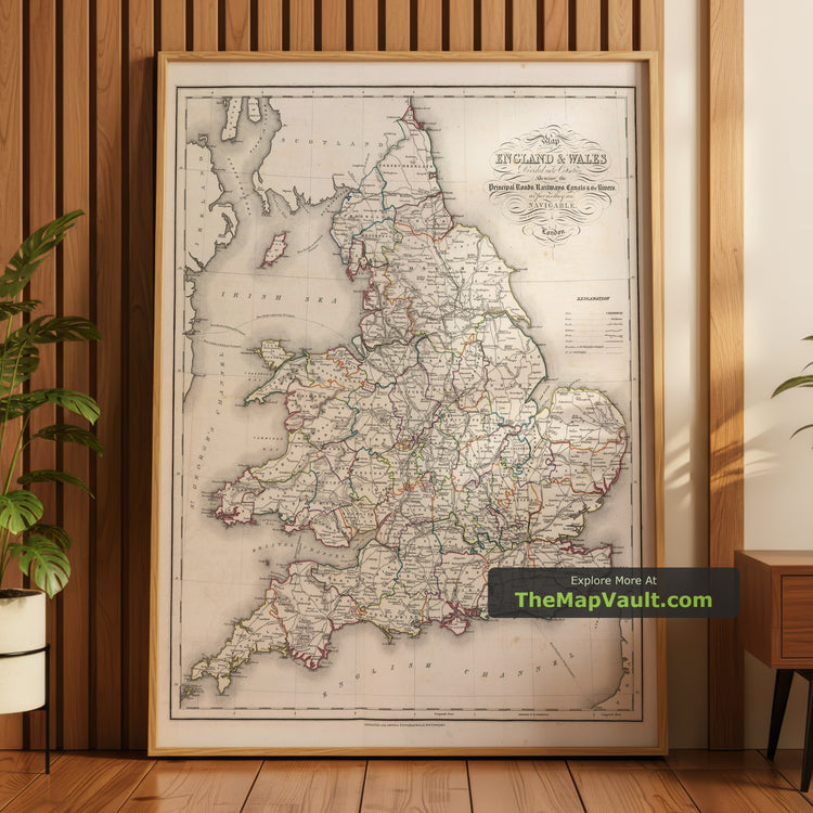 Old Map of England and Wales in 1844 by Lewis - London, Birmingham, Manchester - image 1