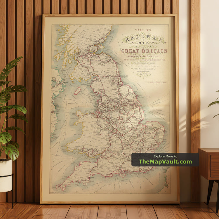 Old Map of Great Britain in 1850 by Tallis - London, Birmingham, Glasgow - image 1