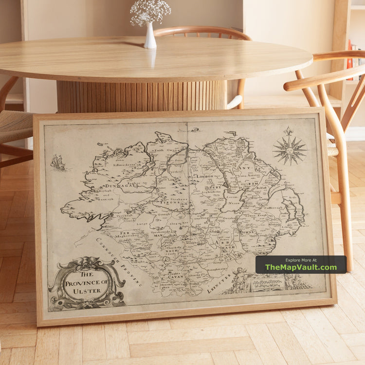 Old Map of Ulster in 1685 by Sir William Petty - Armagh, Belfast, Londonderry - image 1