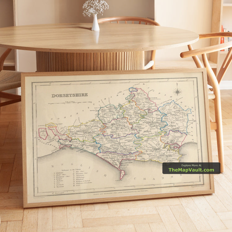 Old Map of Dorset in 1844 by Samuel Lewis - Dorchester, Bridport, Lyme Regis - image 1