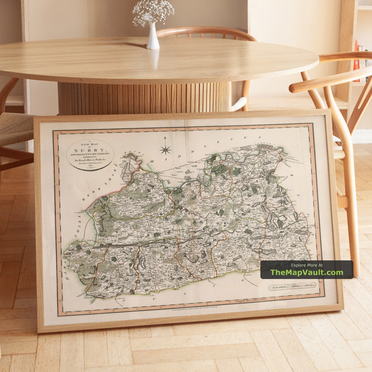 Old Map of Surrey in 1801 by John Cary - Guildford, Haslemere, Reigate - image 1