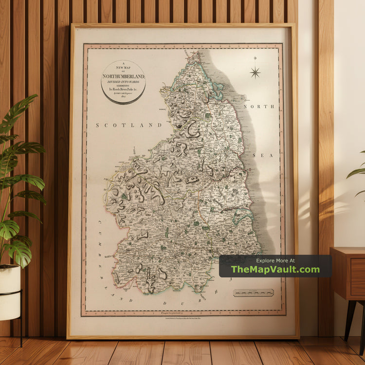 Old Map of Northumberland in 1801 by John Cary - Newcastle, Hexham, Haltwhistle - image 1