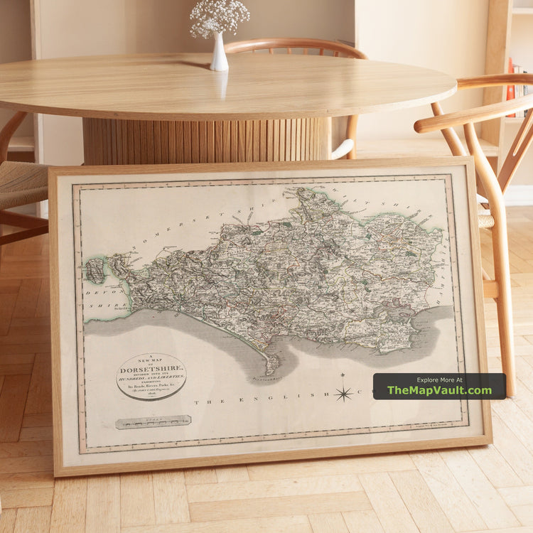 Old Map of Dorset in 1806 by John Cary - Dorchester, Poole, Weymouth, Corfe Castle, Wimborne Minster - image 1