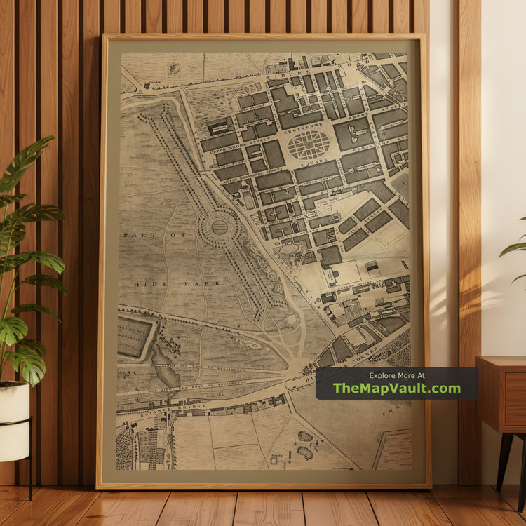 Old Map of London in 1746 by John Rocque, Sheet A2 - Mayfair, Hyde Park, Knightsbridge, Piccadilly, Grosvenor Square, Oxford St - image 1