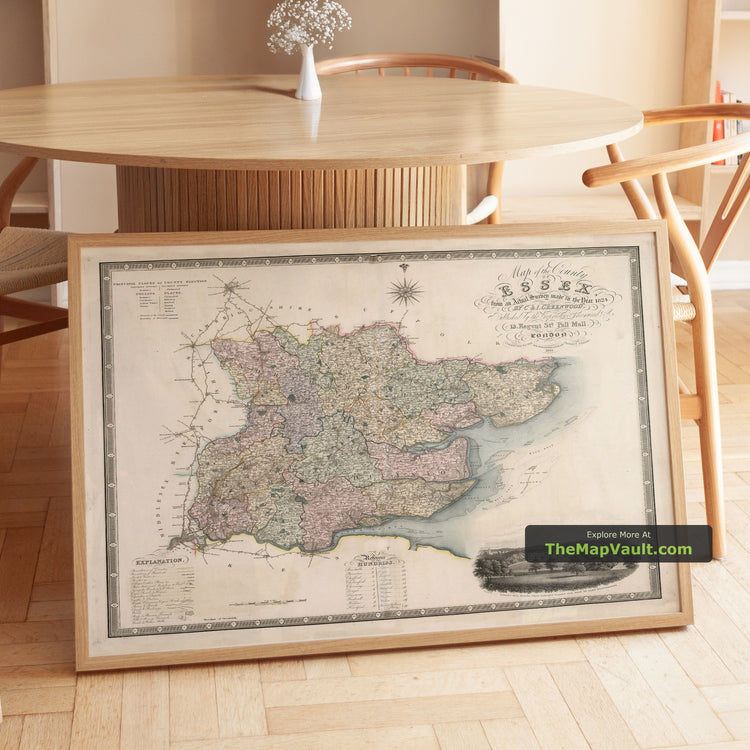 Old Map of Essex in 1831 by Greenwood & Co. - Southend, Colchester, Chelmsford, Romford, Brentwood - image 1