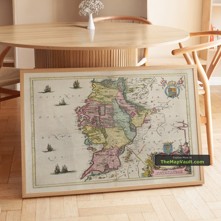 Old Map of Connacht in 1665 by Joan Blaeu - Galway, Sligo, Mayo, Leitrim, Clare - image 1