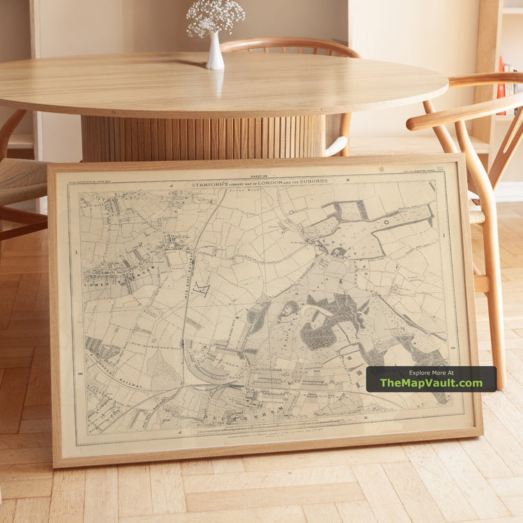 Old Map of South East London in 1862 by Edward Stanford - Bromley, Beckenham, Sydenham, Downham - image 1