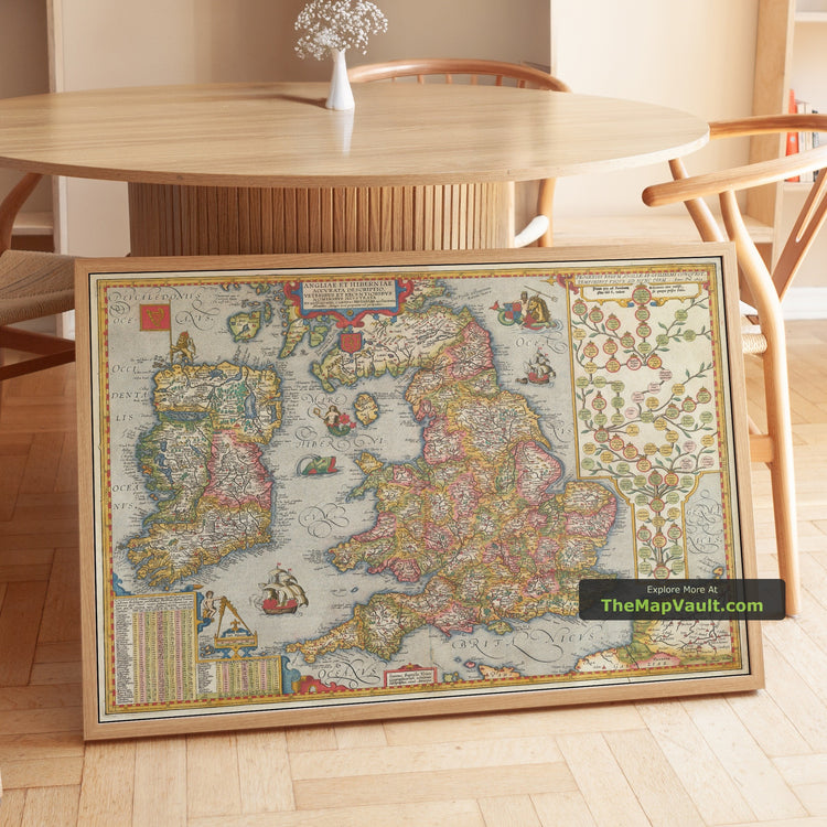 Old Map of England & Ireland in 1605 by Abraham Ortelius - Tudors, Stuarts, Plantagenets - image 1