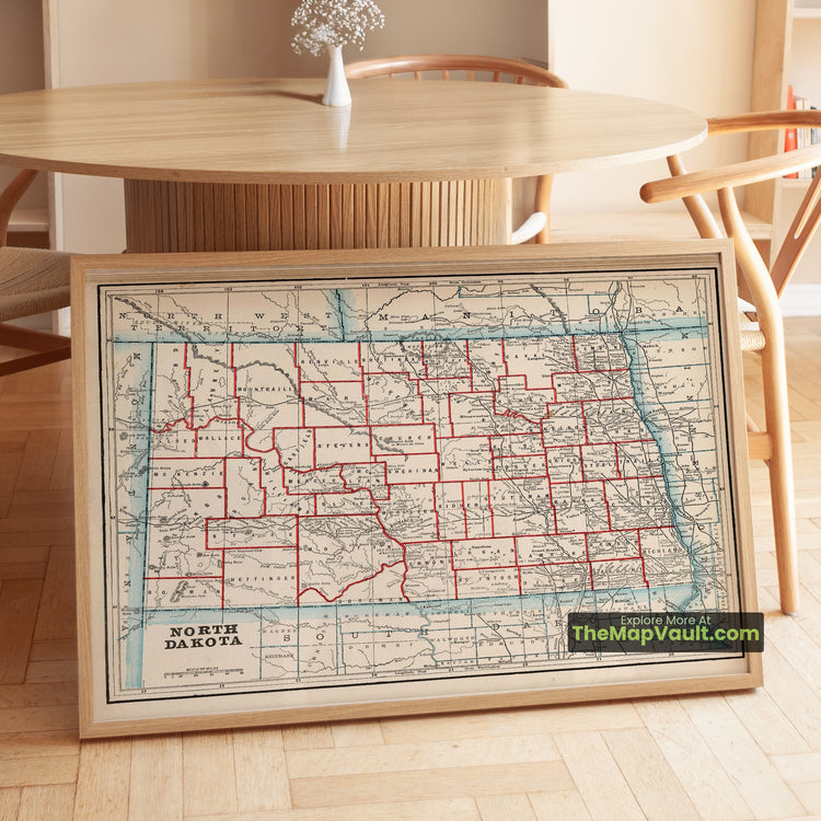 North Dakota Map 1893 State Print - Bismarck, Fargo, Grand Forks - image 1