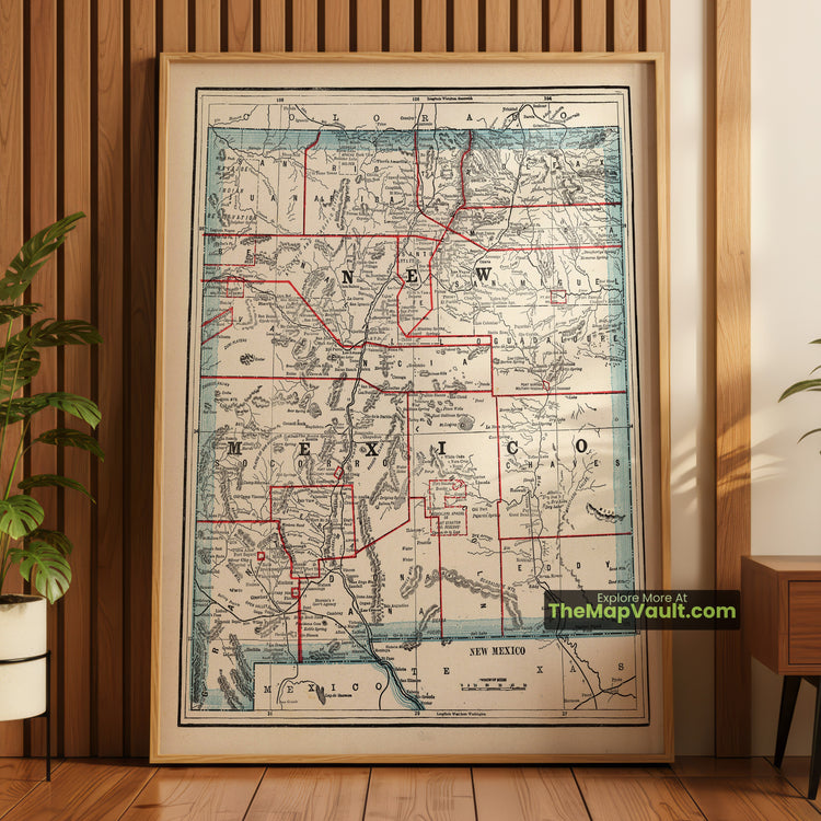 New Mexico Map 1893 Territorial Print - Santa Fe, Albuquerque, Las Cruces - image 1