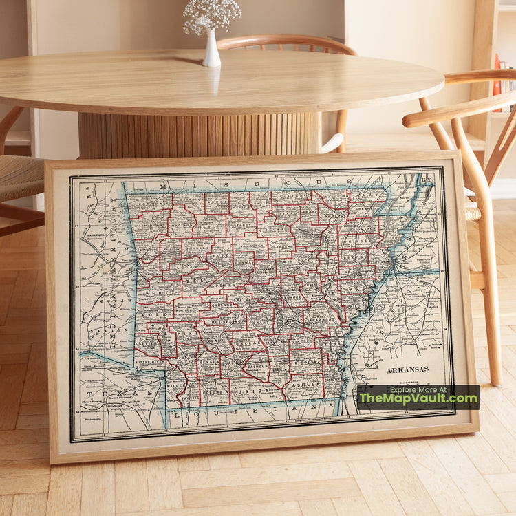 Arkansas Map 1893 State Print - Little Rock, Fayetteville, Fort Smith - image 1