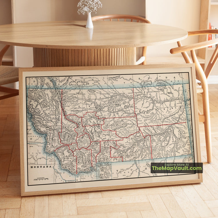 Montana Map 1893 State Print - Helena, Billings, Missoula - image 1