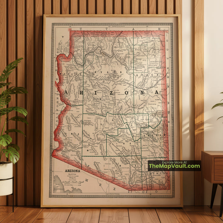 Arizona Map 1883 Territorial Print - Phoenix, Tucson, Prescott - image 1