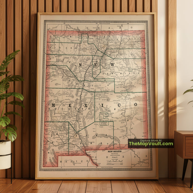 New Mexico Map 1883 Territorial Print - Santa Fe, Albuquerque, Las Cruces - image 1