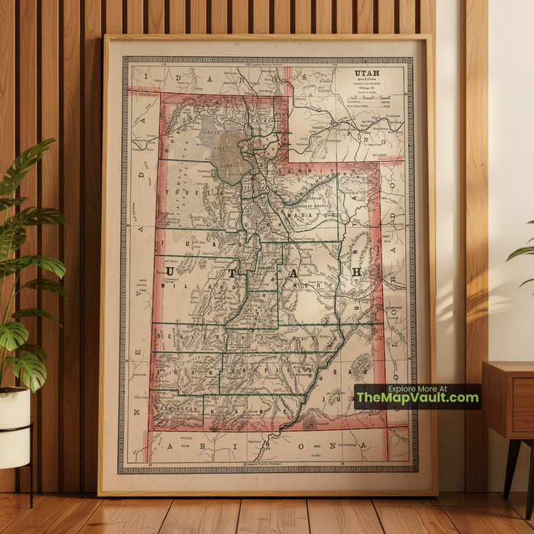 Utah Map 1883 Territorial Print - Salt Lake City, Provo, Ogden - image 1