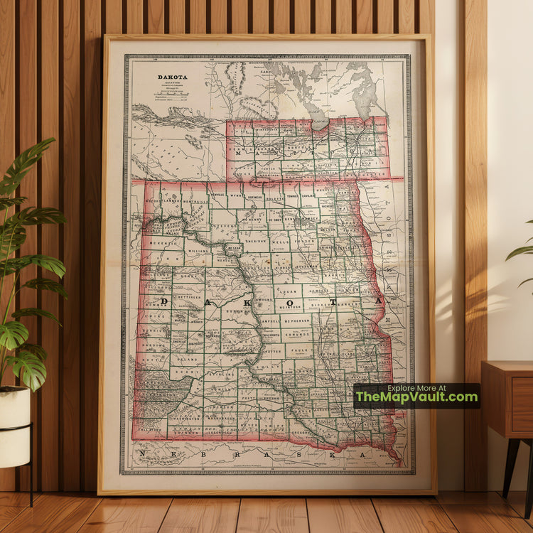 Dakota Territory Map 1883 Territorial Print - Bismarck, Fargo, Sioux Falls, Pierre - image 1