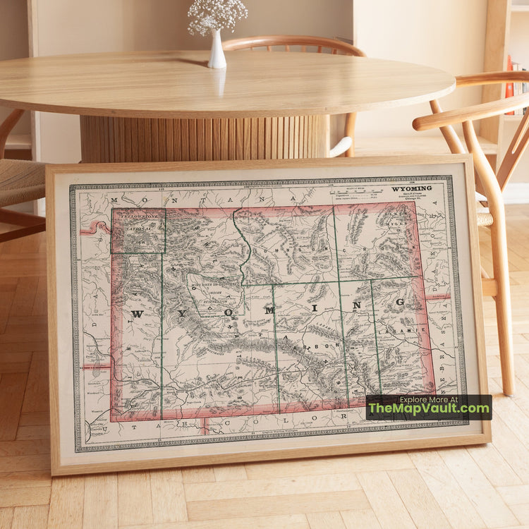 Wyoming Map 1883 Territorial Print - Cheyenne, Laramie, Rawlins - image 1