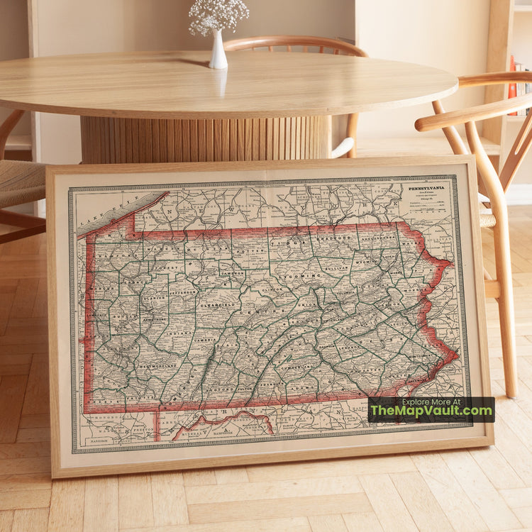 Pennsylvania Map 1883 State Print - Philadelphia, Pittsburgh, Harrisburg - image 1