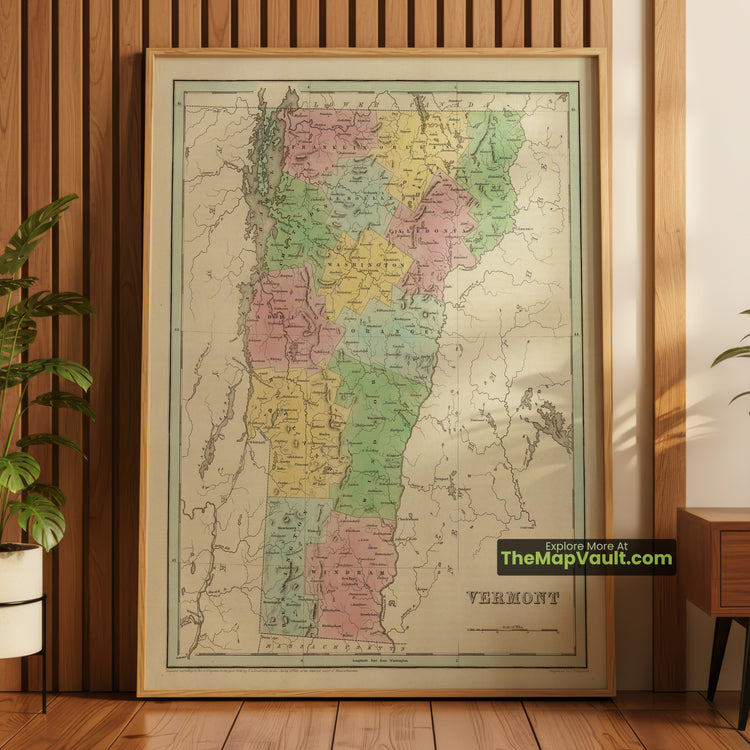 Vermont Map 1838 State Print - Montpelier, Burlington, Rutland - image 1